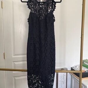 Halston Heritage Black Lace Midi Dress